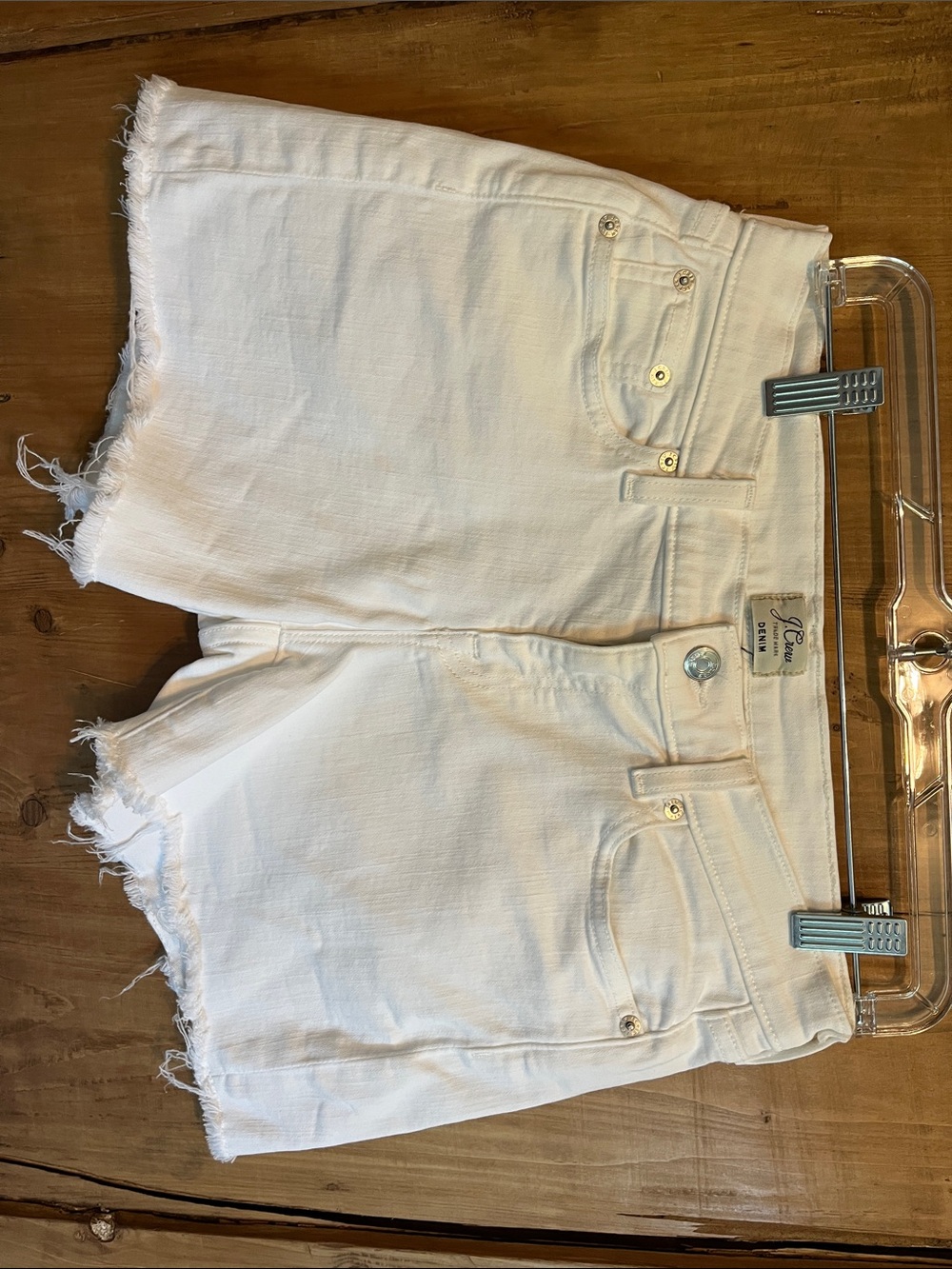 J. Crew White Frayed Hem Denim Shorts